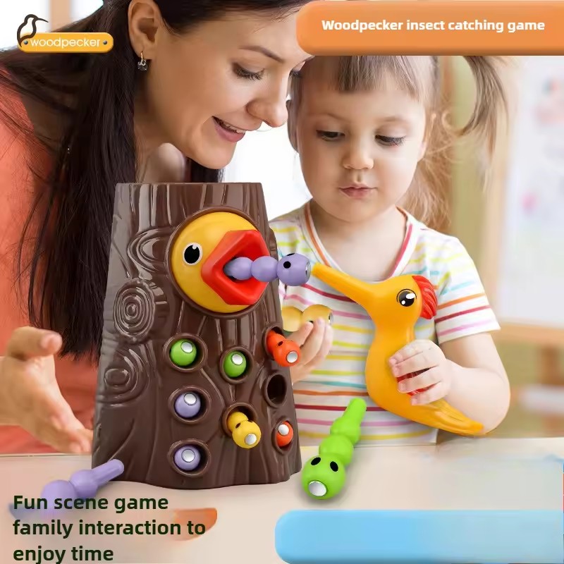 Montessori Shelf Toy - نقار الخشب ألعاب ألغاز اصطياد الحشرات