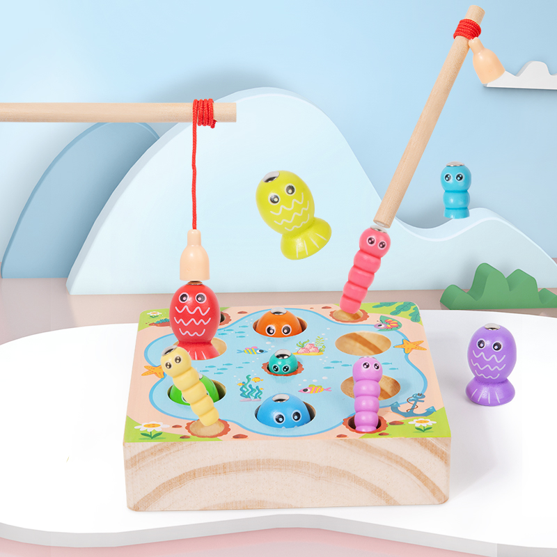 Montessori Shelf Toy - ألعاب صيد خشبية للأطفال ألعاب تعليمية