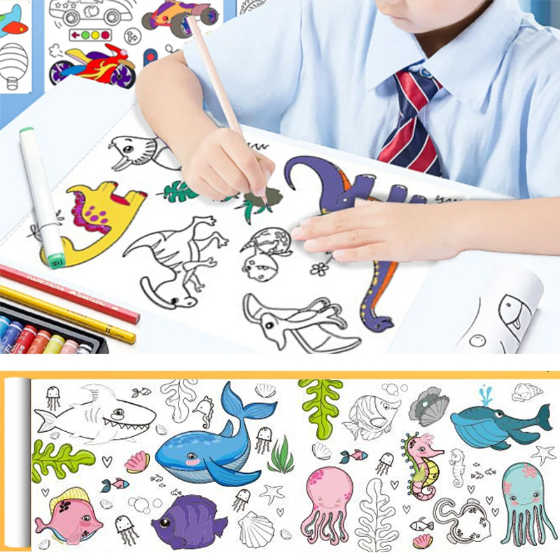 Kids Education Board - لفة ورق تلوين لاصق للأطفال ،