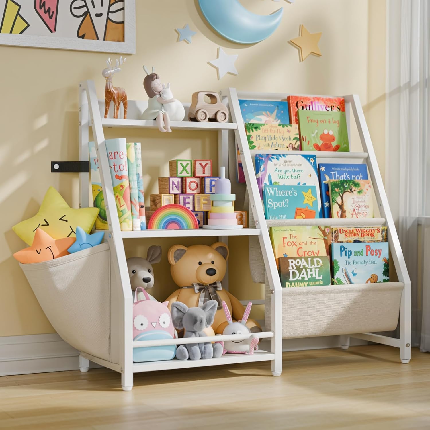 Montessori Shelf Toy - رف كتب للأطفال بثلاثة طبقات وتخزين